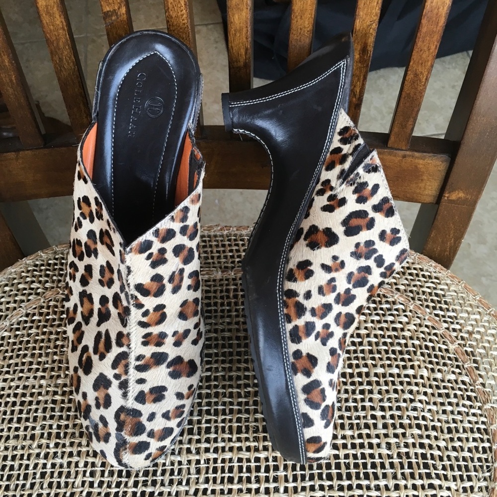 Cole Haan leopard print leather Mules